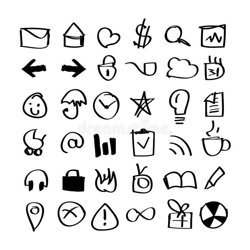 Hand drawn icons pack stock vector. Illustration of paper 60302583