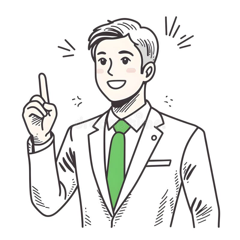 Hand-Drawn Illustration of Businessman Bright Idea Concept stock illustration