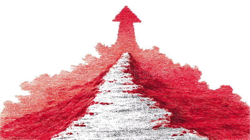 Path to success conceptual hand drawn illustration with red arrow symbol isolated on white background royalty free illustration