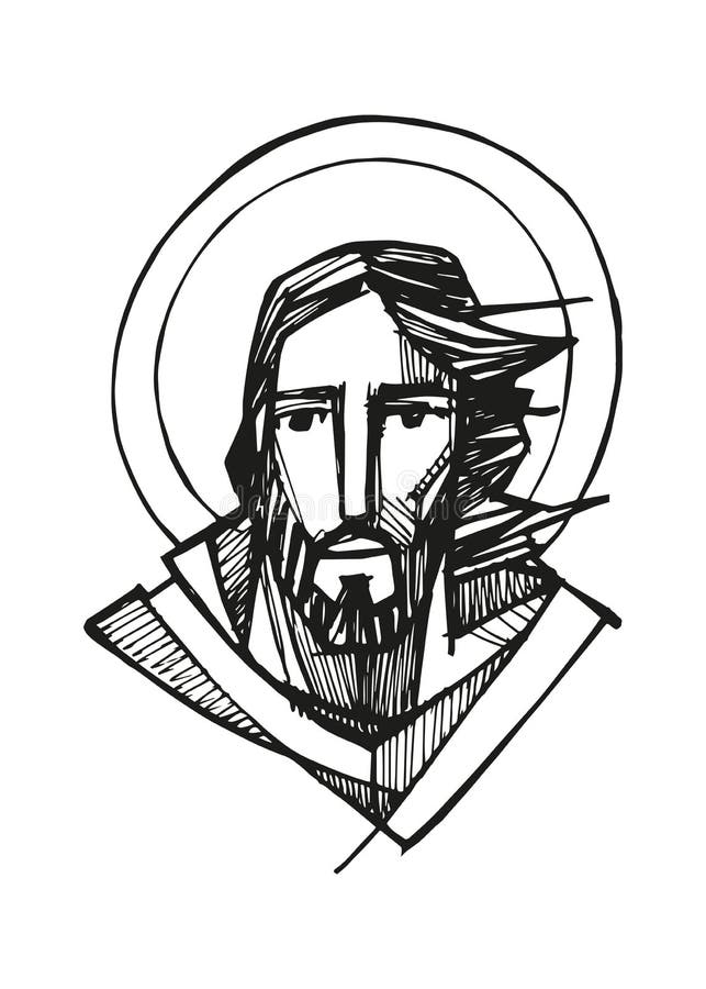 Hand Drawn Illustration of the Face of Jesus Stock Vector ...