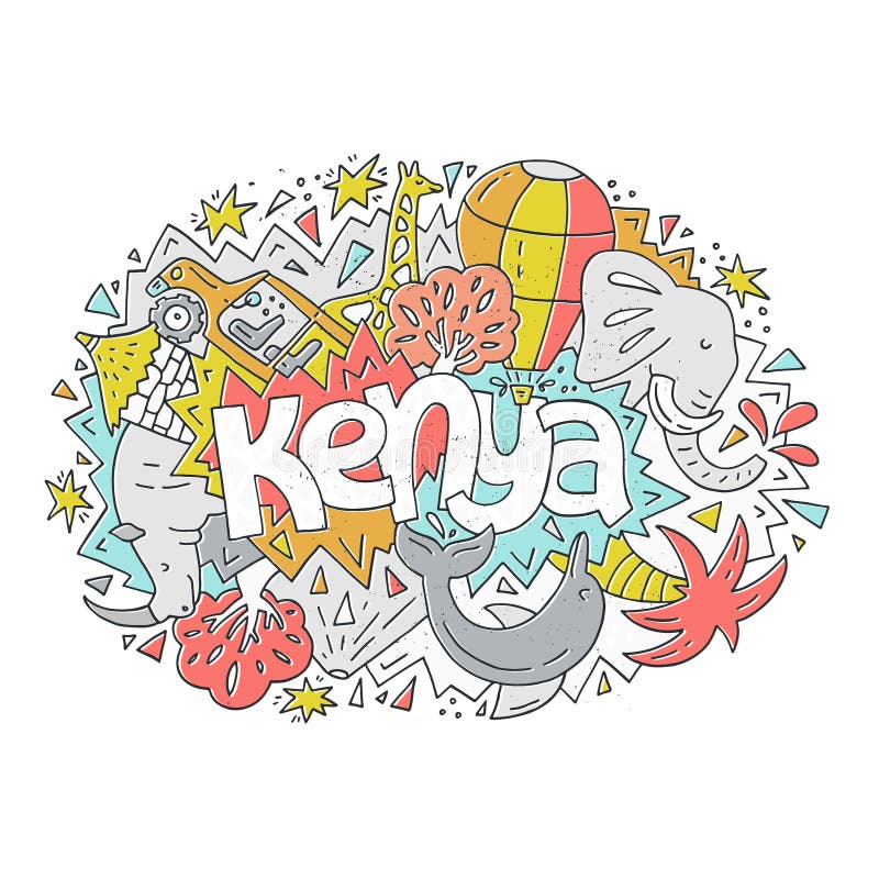 Kenya symbols illustration stock vector. Illustration of destination