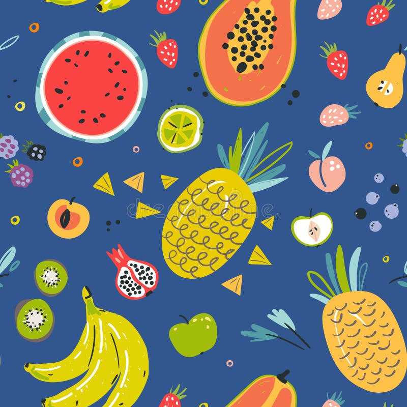 Seamless fruit pattern stock vector. Illustration of cherry - 22786069