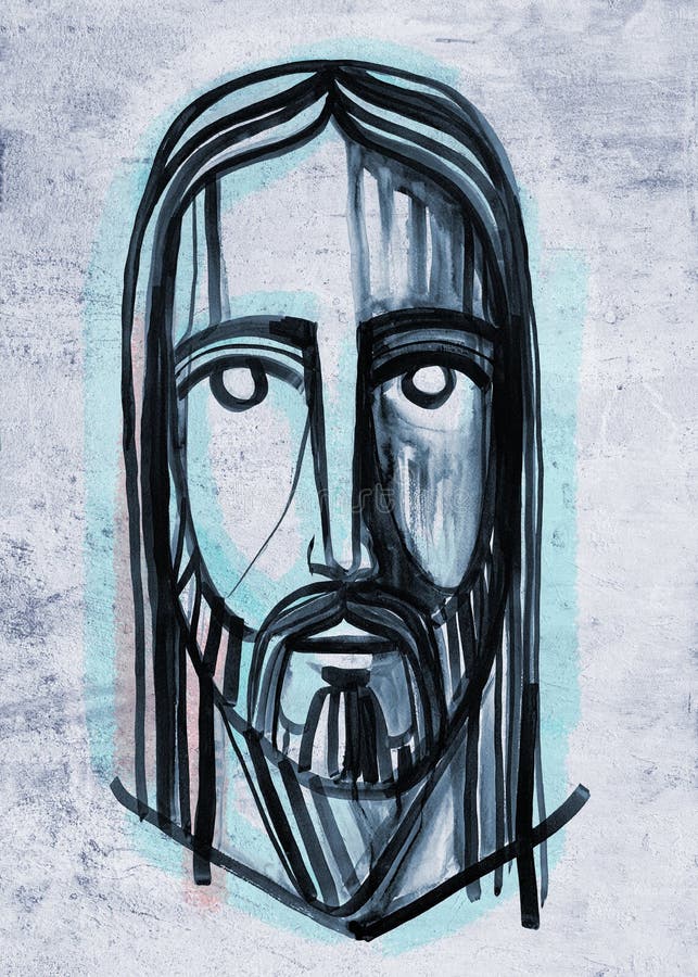 Jesus Christ Face Ink Illustration Stock Illustration - Illustration of ...