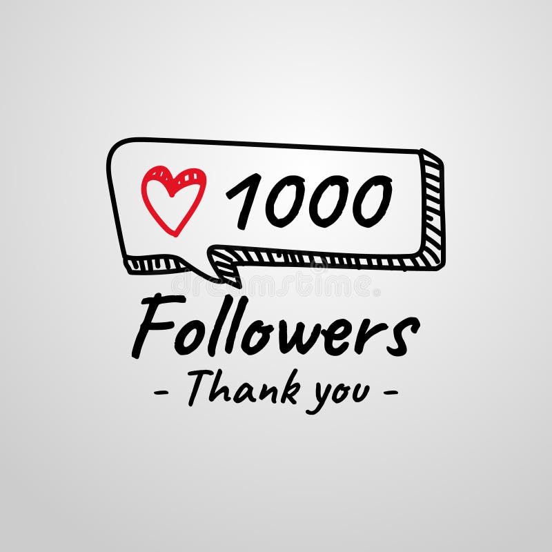 Hand drawn 1k followers banner design template royalty free illustration