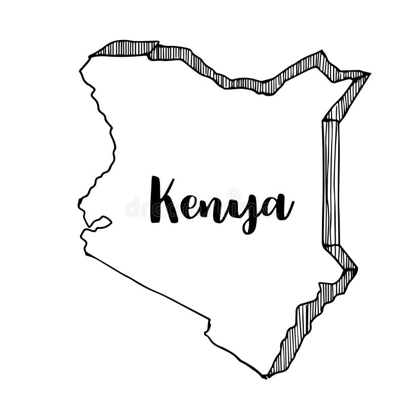 Hand Drawn of Kenya Map, Illustration Stock Illustration Illustration