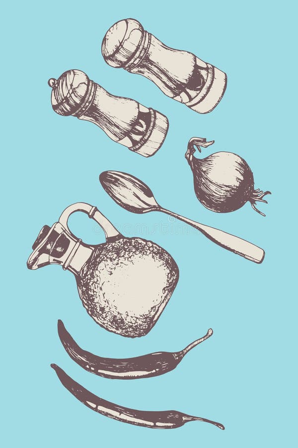 Hand-drawn Kitchen Set. royalty free illustration Hand-drawn Kitchen Set. royalty free illustration