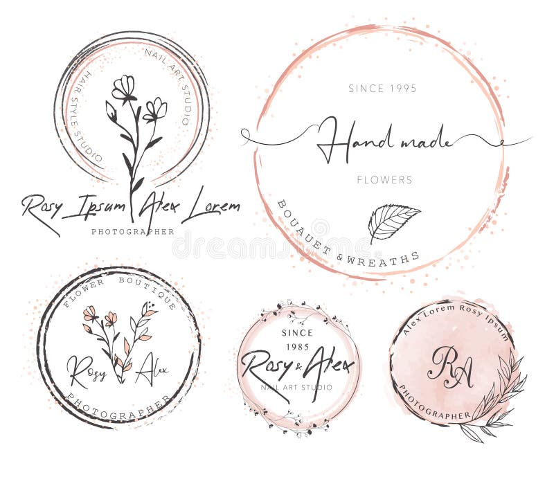Hand Drawn Leaf Wreath Logo Design. Logo spruce vectors