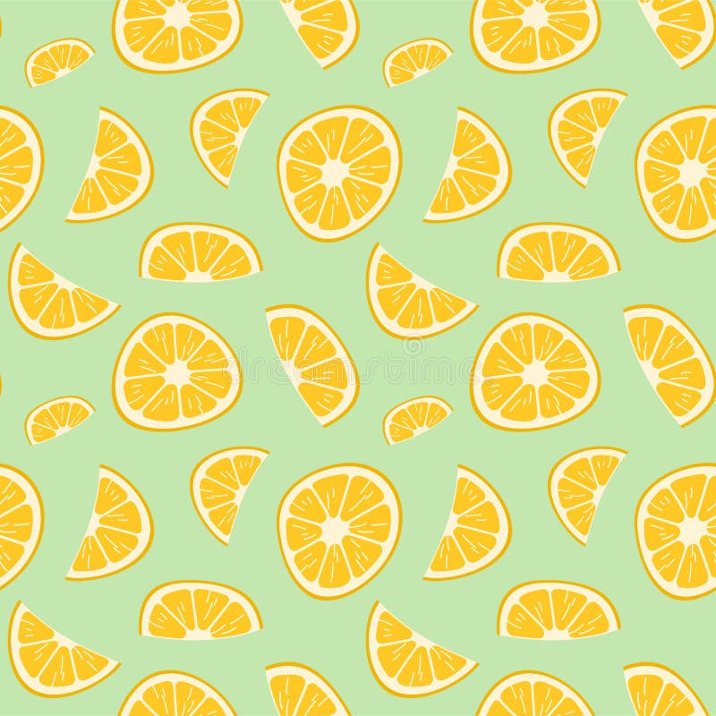 Hand drawn lemon slice seamless pattern cute yellow illustartion rich of vitamin C fruit
