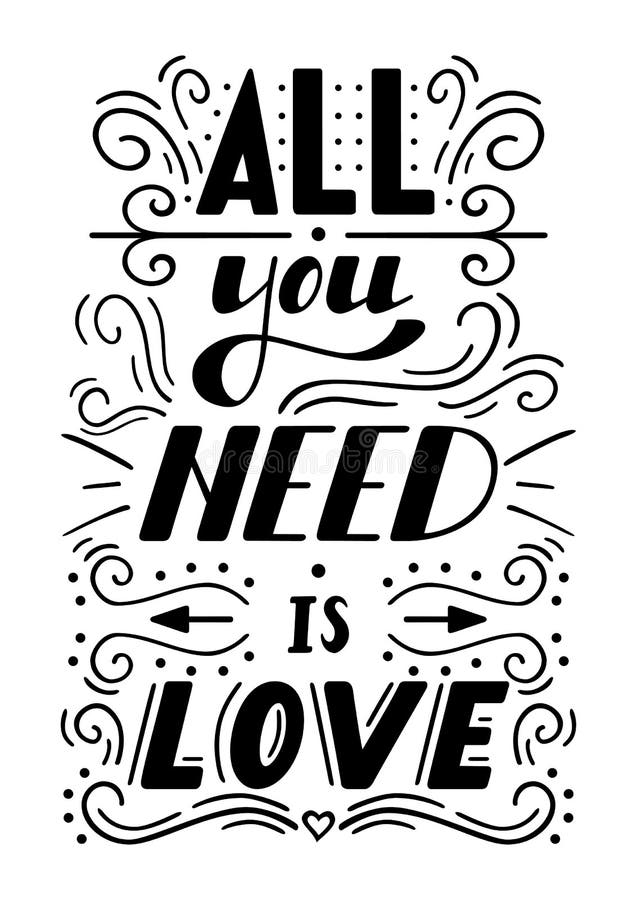 All You Need is Love Lettering Stock Vector - Illustration of banner ...