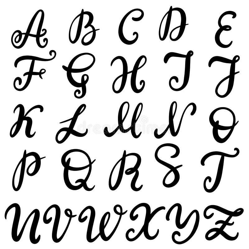 Hand Drawn Lettering Font, Alphabet Stock Vector - Illustration of ...