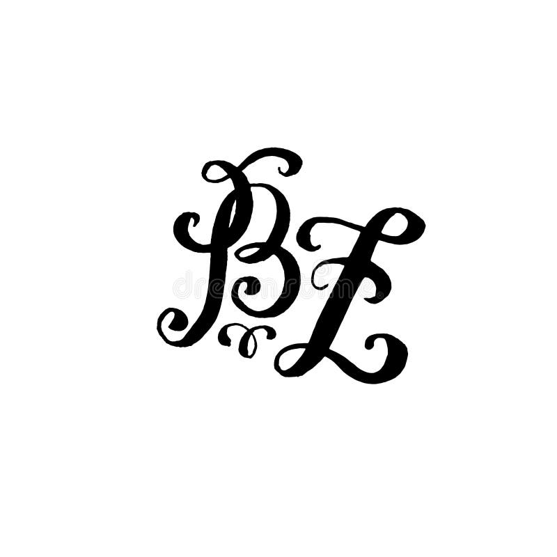 Hand Drawn Letters B and Z for Wedding Logo Monogram Design on White ...