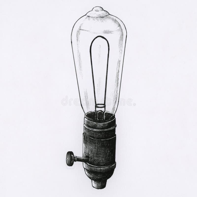 Hand drawn lightbulb isolated on background. Retro grayscale paint stock images, royalty-free photos and pictures