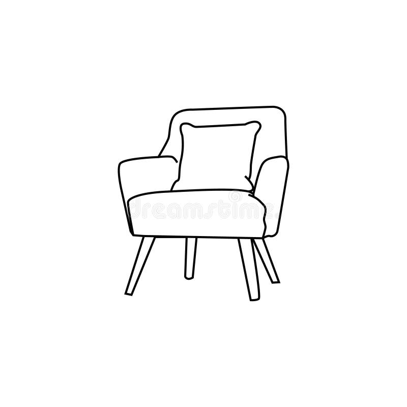 Hand drawn line art design sofa isolated vector illustration