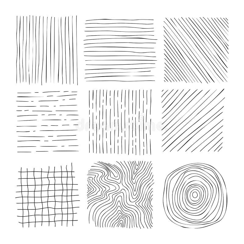 Hand Drawn Line Texture Set. Vector Scribble, Horizontal and Wave ...