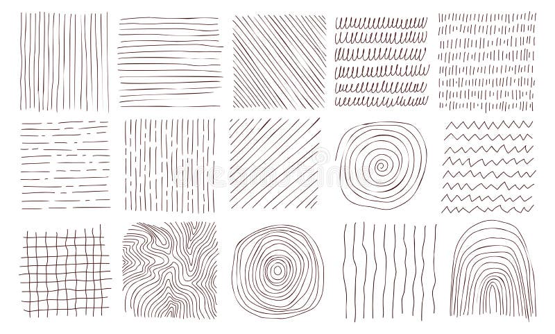 Hand Drawn Line Texture Set. Vector Scribble, Horizontal and Wave ...