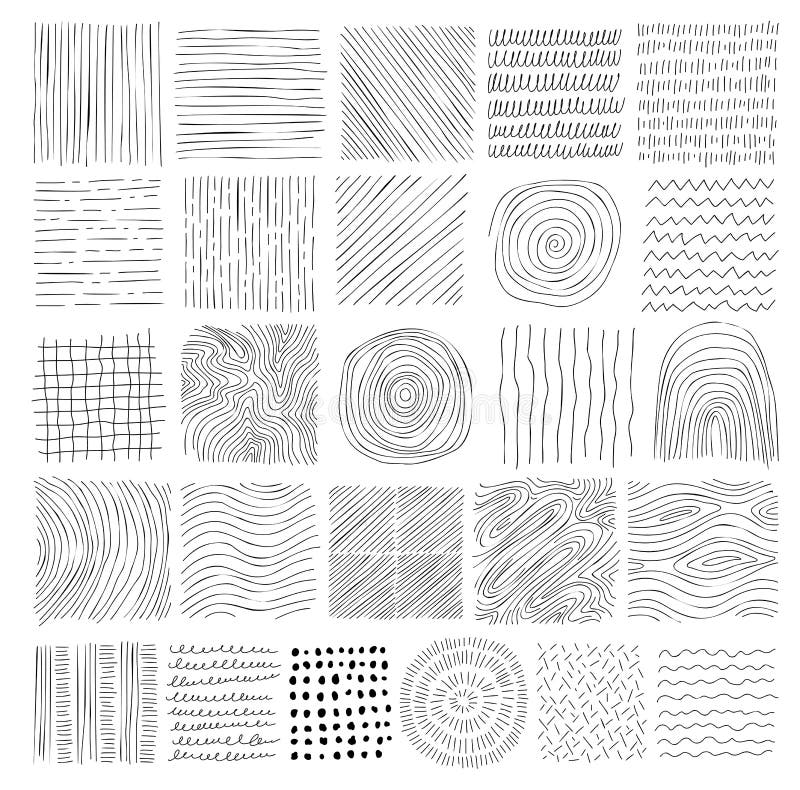 Hand Drawn Line Texture Set. Vector Scribble, Horizontal and Wave ...