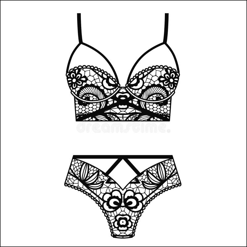 Collection of Lingerie. Panty and Bra Set Stock Vector - Illustration ...