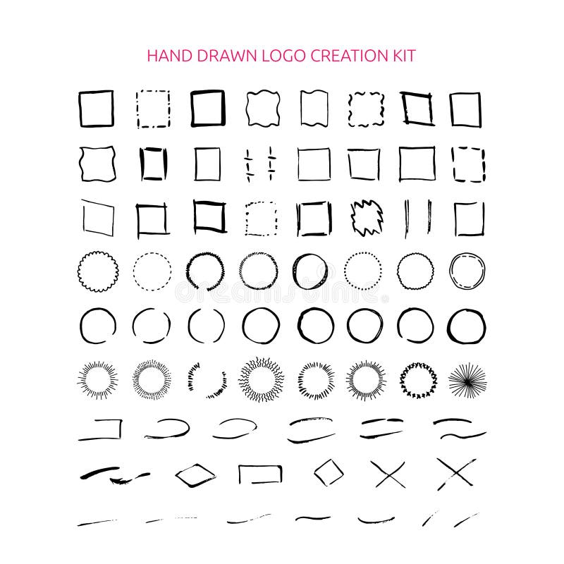 Hand Drawn Logo Creation Kit. Stock Illustration Illustration of