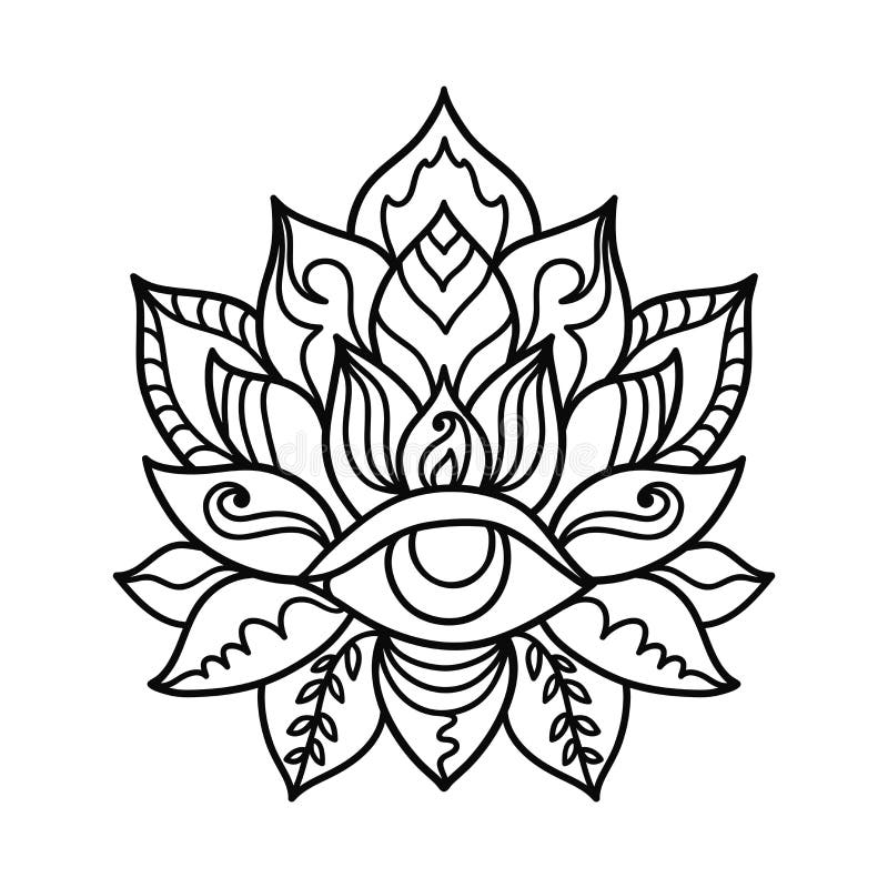 Hand Drawn Lotus Flower Tattoo Design. Graphic Mandala Pattern. Stock  Vector - Illustration of logo, vector: 222305136
