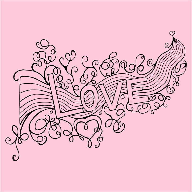 Hand-Drawn LOVE . Vector Illustration Stock Vector - Illustration of ...