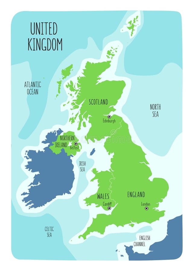 Hand Drawn Map Of The United Kingdom Including England Wales Scotland ...