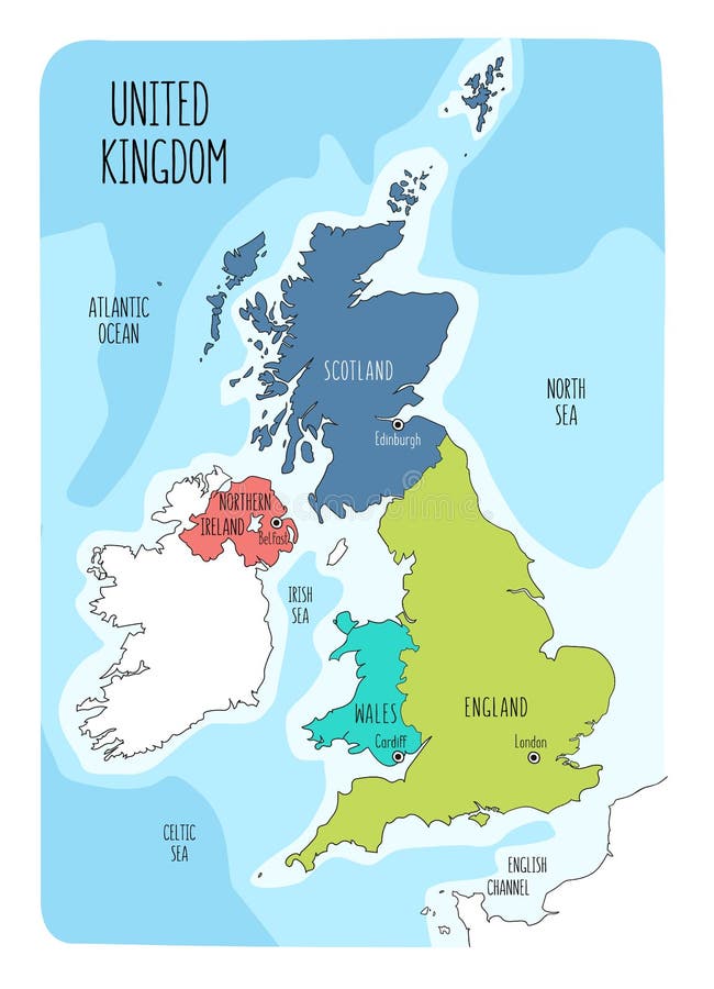 England, Scotland, Wales And North Ireland Map Stock ...