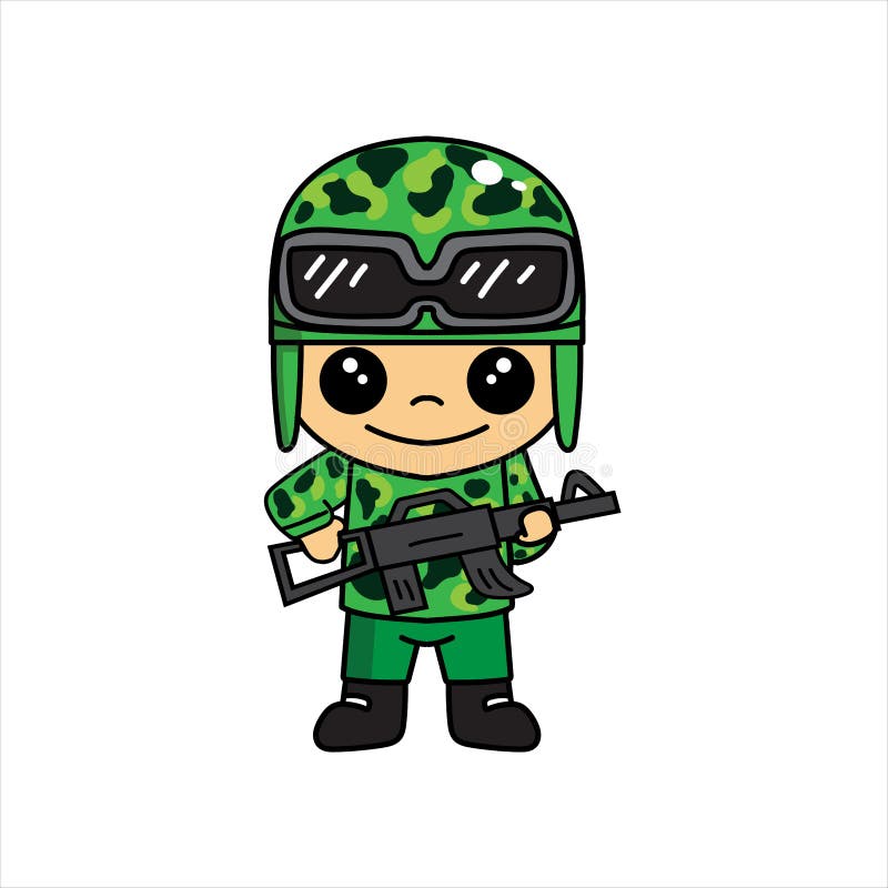 Mascot Illustration of Army Cartoon Character or Cute Soldier with a ...
