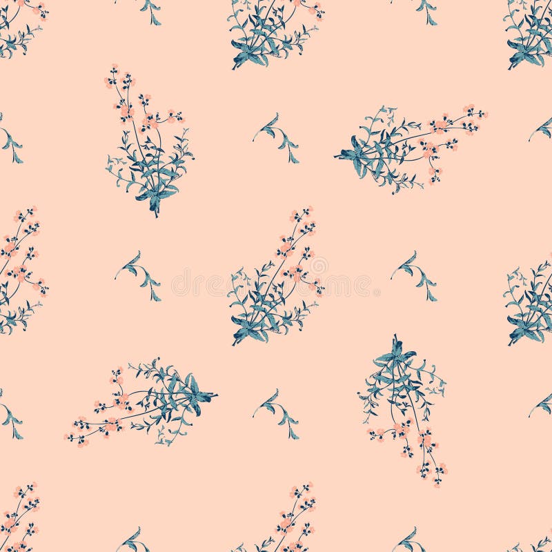 Hand drawn meadow flowers, herb engraving seamless pattern abstract background wallpaper. Line art botanical illustration. Floral