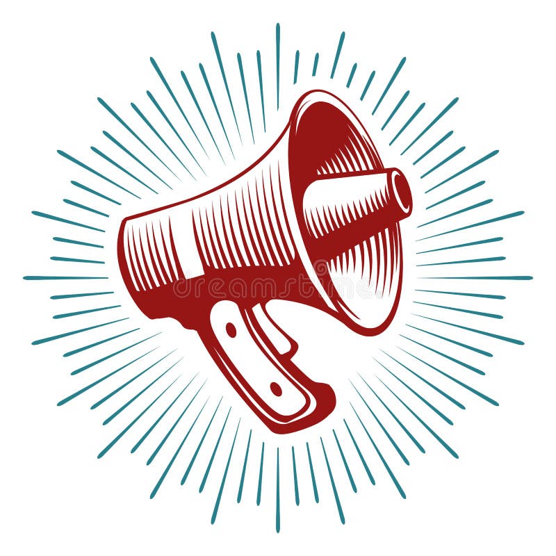 Hand Drawn Megaphone Retro Illustration stock illustration Hand Drawn Megaphone Retro Illustration stock illustration