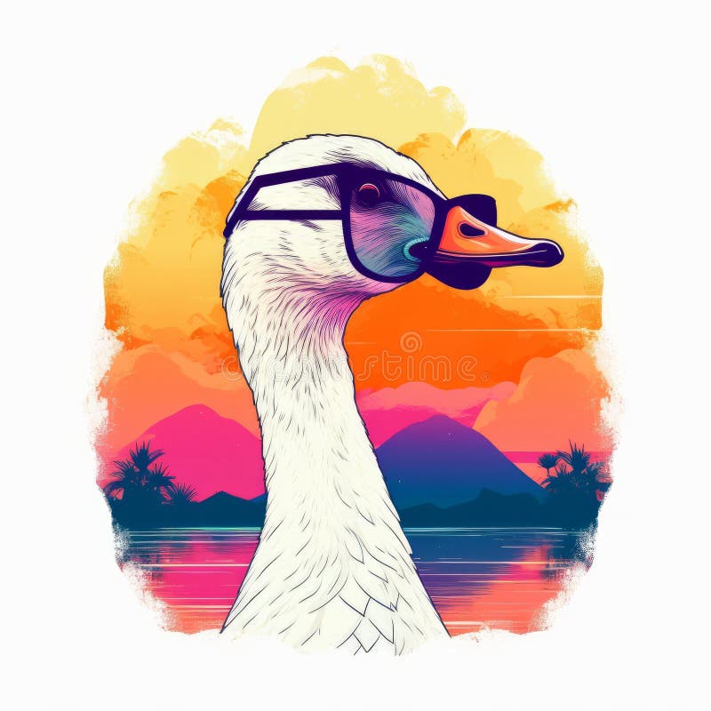 Cool Goose in Sunglasses Sunset Illustration Stock Illustration ...