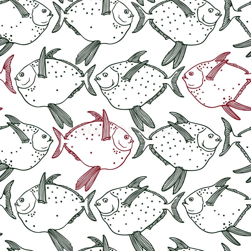 Hand drawn moonfish pattern vector illustration