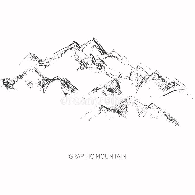 Pencil Sketch Mountain Peaks. Vector Design. Stock Vector - Illustration of  mountain, adventure: 102784506