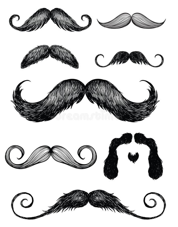 Hand drawn mustache set 2