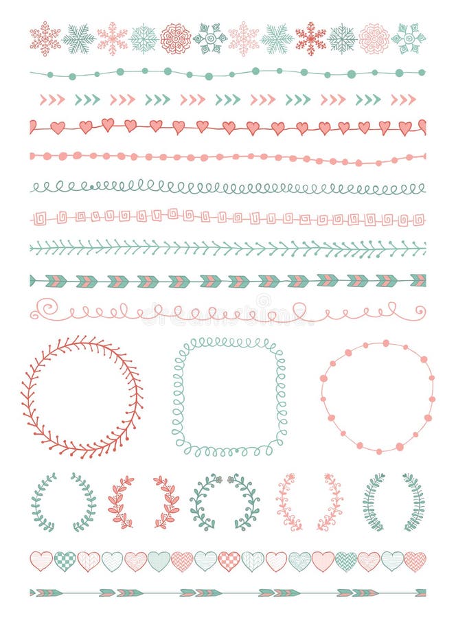 Hand-Drawn Naadloze Grenzen en Ontwerpelementen royalty-vrije illustratie Hand-Drawn Naadloze Grenzen en Ontwerpelementen royalty-vrije illustratie
