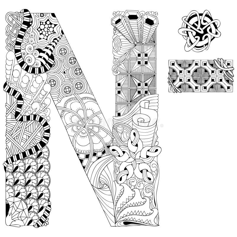 Hand Drawn Zentangle Numero Sign. Vector Decorative Unusual Object for ...