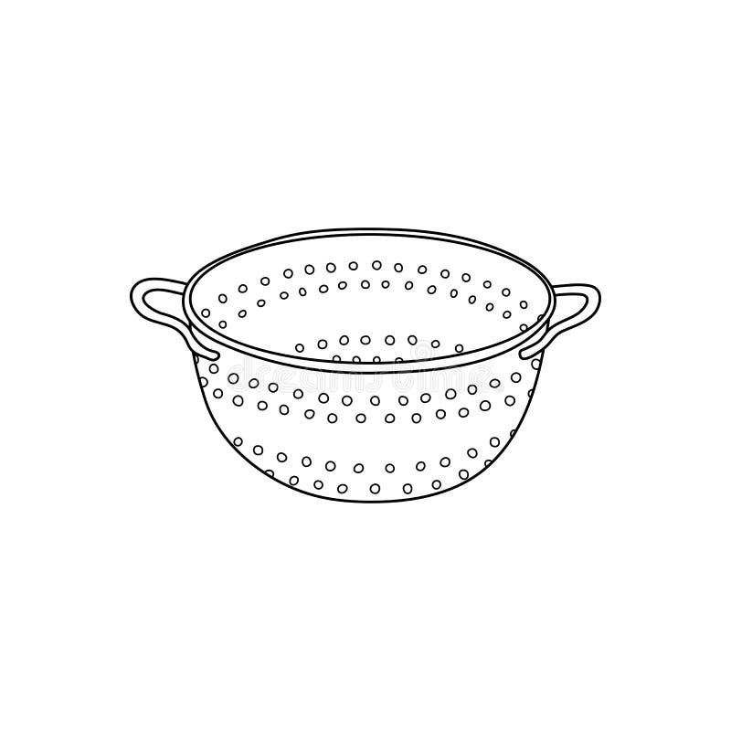 Hand Drawn Outline Colander Icon. Stock Vector Illustration of steel