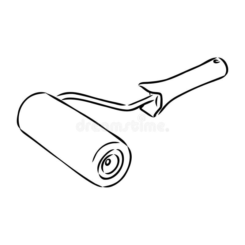 Hand Drawn Paint Roller Illustration Paint Roller Vector Stock Vector