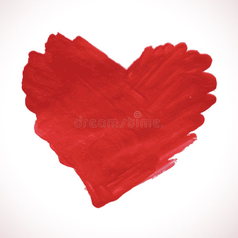 Hand-drawn painted red heart, vector element