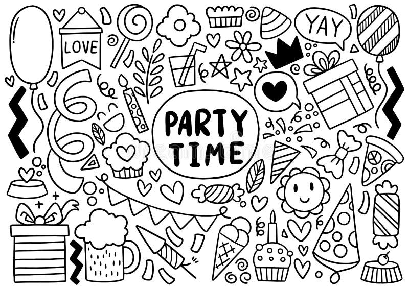 Hand Drawn Background Set of Cute Speech Bubble Eith Text in Doodle ...