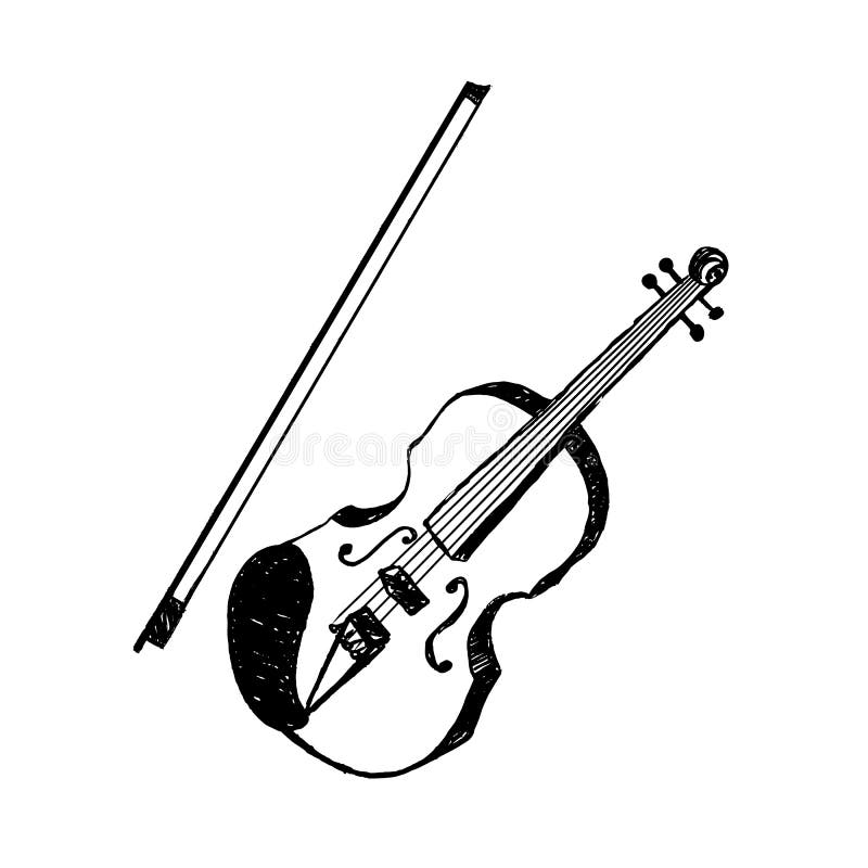 Hand drawn party icon with textured violin vector illustration royalty free illustration