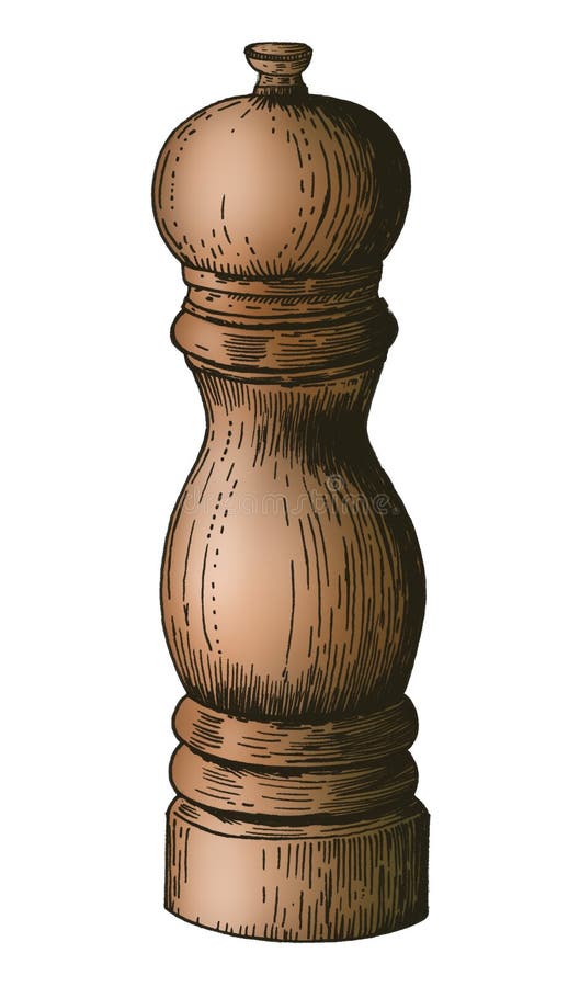 Hand drawn pepper mill stock vector. Illustration of kitchenware
