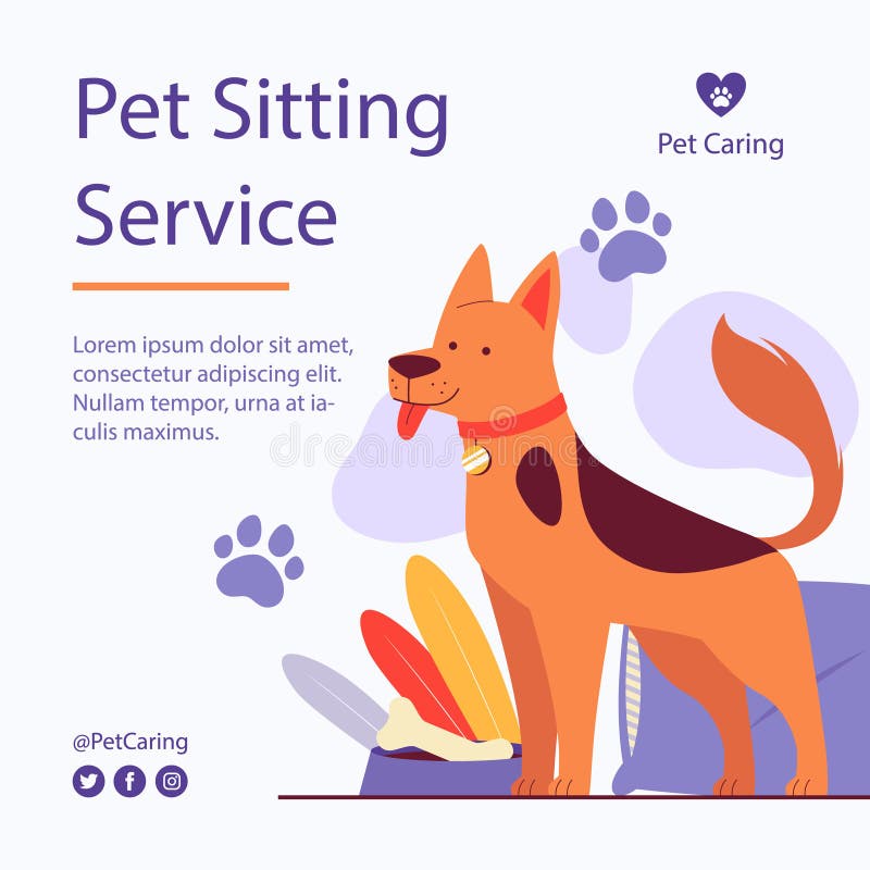 Hand Drawn Pet Sitting Job Posts Vector Illustration. Stock Vector