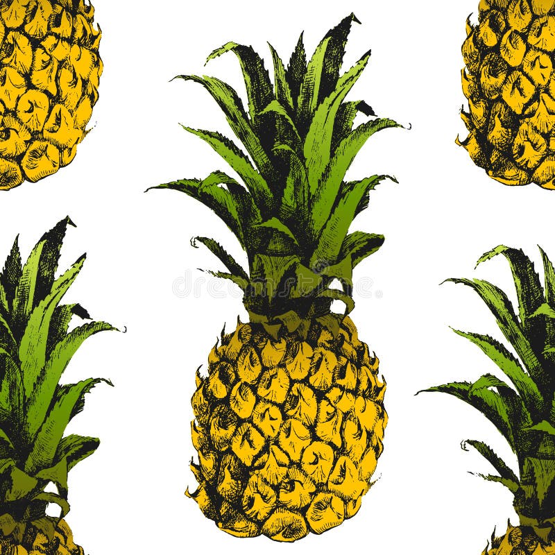 Hand drawn pineapple seamless