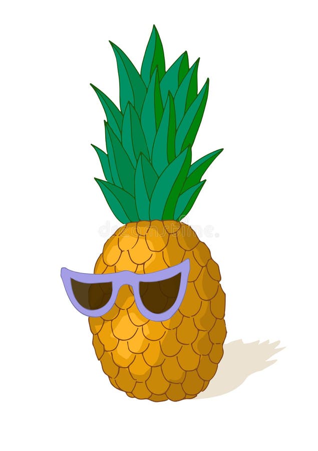 Hand Drawn Pineapple in Sunglasses Stock Vector Illustration of color, graphic 75762826