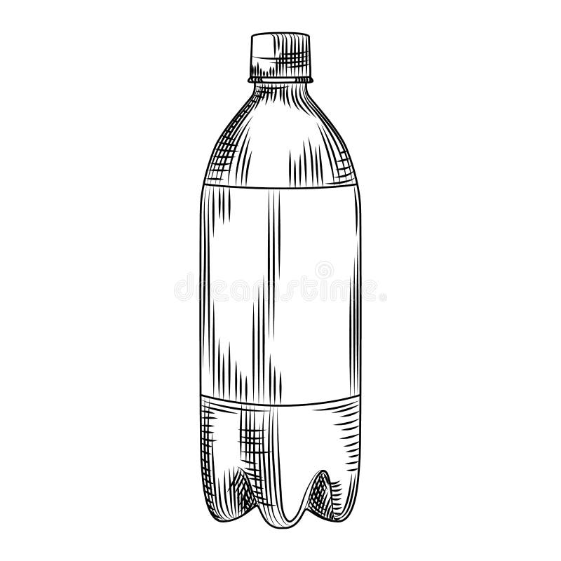 Hand Drawn Plastic Bottle Isolated on White Background Stock