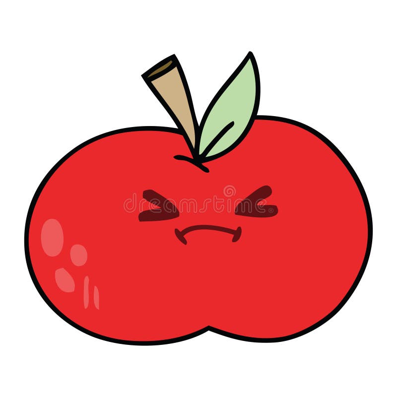 Cartoon Apple With Face With Speech Bubble Stock Illustration ...