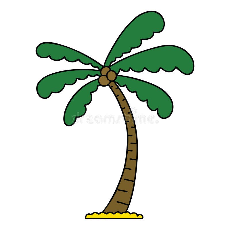 hand drawn quirky cartoon palm tree