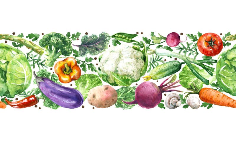 Vegetables Horizontal Seamless Pattern