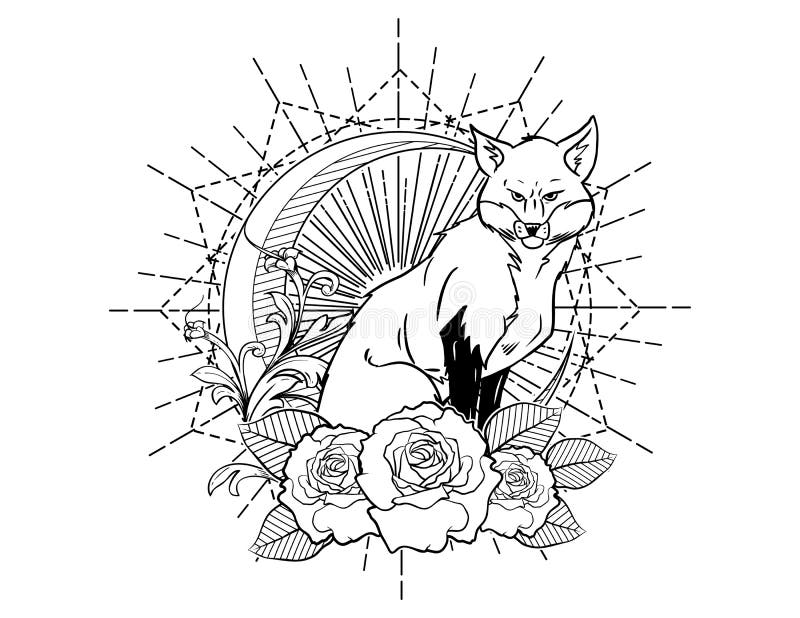 Fox Tattoo Sketch with Roses Vintage Neo Traditional Tattoo Sketch Stock Vector - Illustration of armed, aggresive: 108251476 Fox Tattoo Sketch with Roses Vintage Neo Traditional Tattoo Sketch Stock Vector - Illustration of armed, aggresive: 108251476