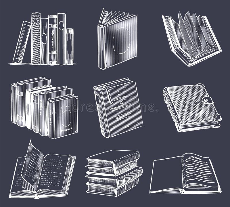 Free: Open book drawing, vintage literature